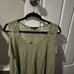 Ambiance Sage Green Lace Cold Shoulder Blouse